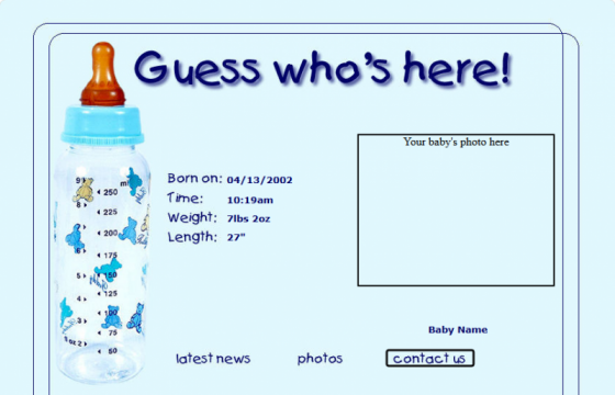 Домашняя страничка новорожденного ребенка